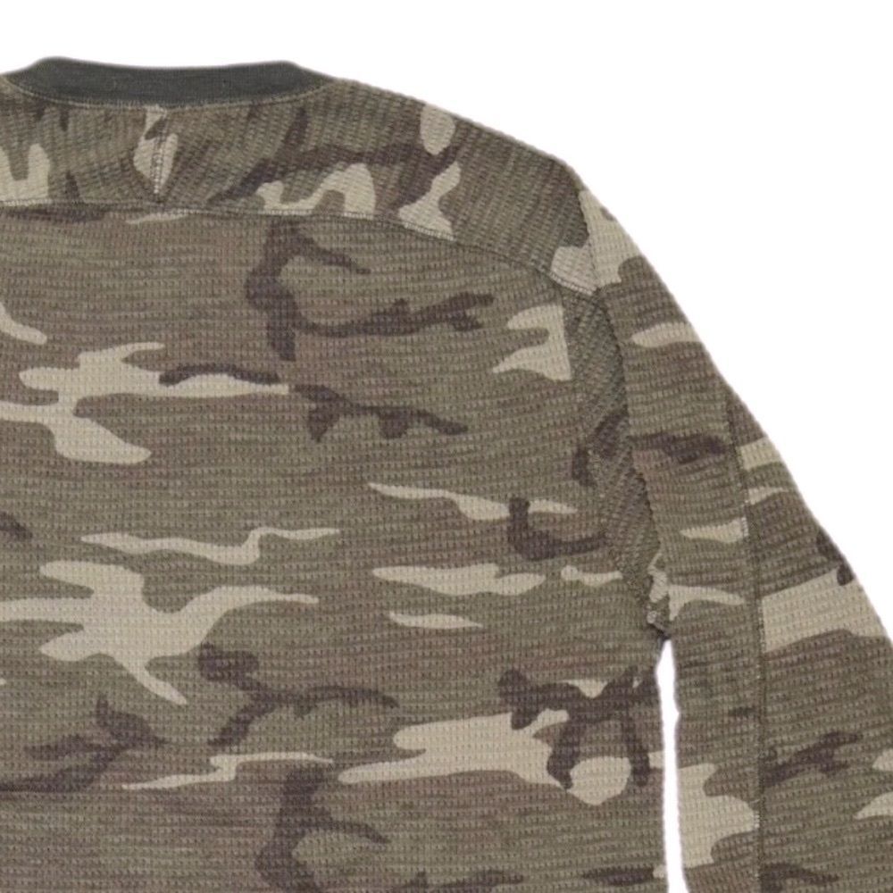 Ralph Lauren RRL Cotton Olive Camo Long Sleeve Thermal Waffle-Knit Tee Shirt - Picture 8 of 16